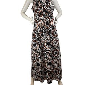 Essentials by Milano Black & Orange Patterned Maxi Dress
